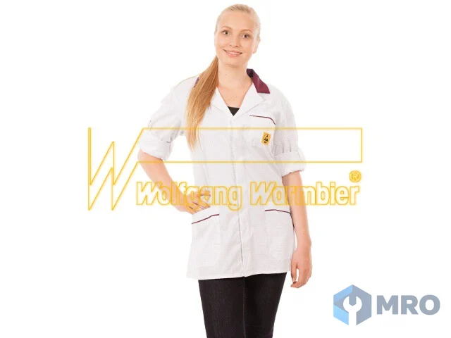 Warmbier 2660.KL160.W.BX.XL short smock AM160, white, long sleeve,bordeaux collar,size XL