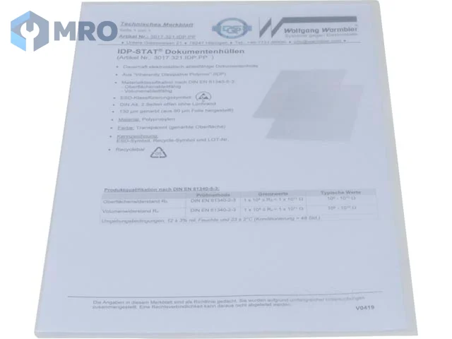 Warmbier 3015.321.IDP.250.N IDP document holder DIN A4 2 open sides,250 µm,220x310mm