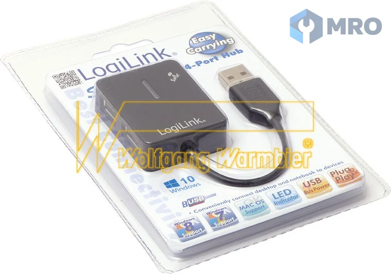 Warmbier 7100.PGT120.TEST.16 4 Port USB 2.0-HUB, black for DATA Terminal