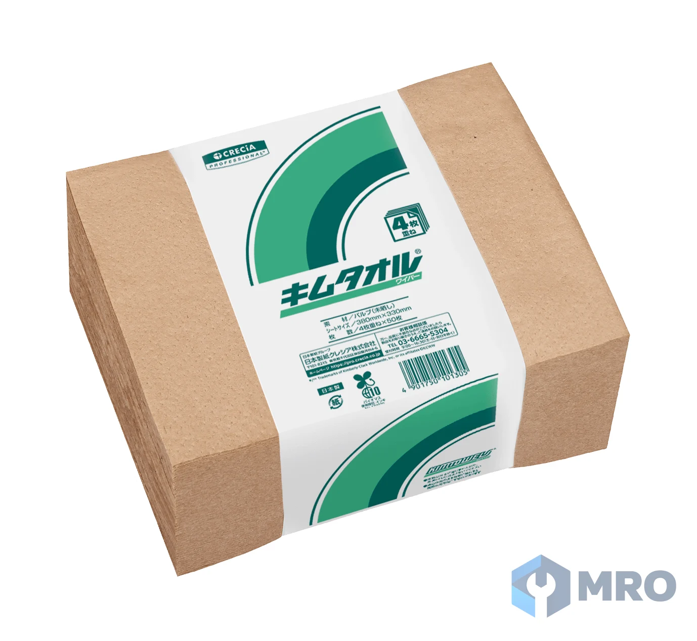 Crecia 61001 กระดาษเช็ดอเนกประสงค์ Crecia Kim Towel พับ 4 61001 (ลัง 24 ห่อ × 50 แผ่น)