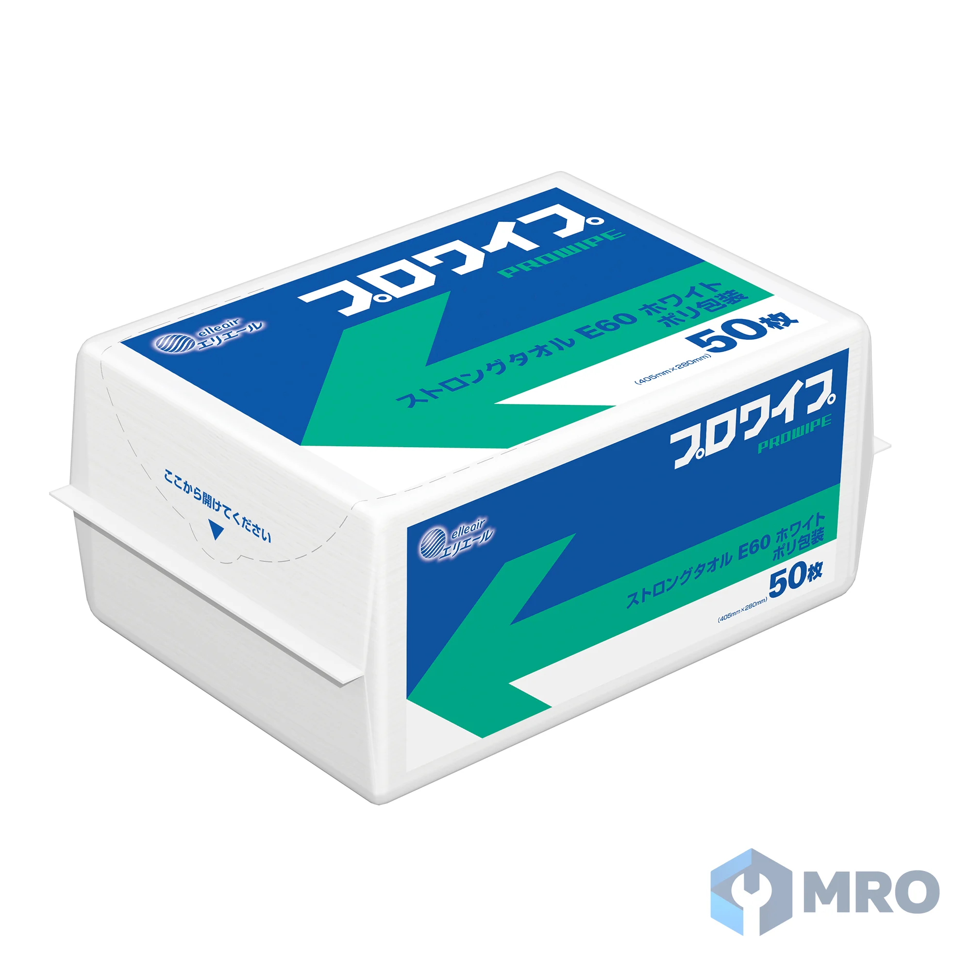 Daio Paper (Elleair) 623166 ผ้าเช็ดงานนอนวูฟเวน Elleair Pro Wipe Strong Towel 623166 พับ 4 (ลัง 18 แพ็ก × 50 แผ่น)