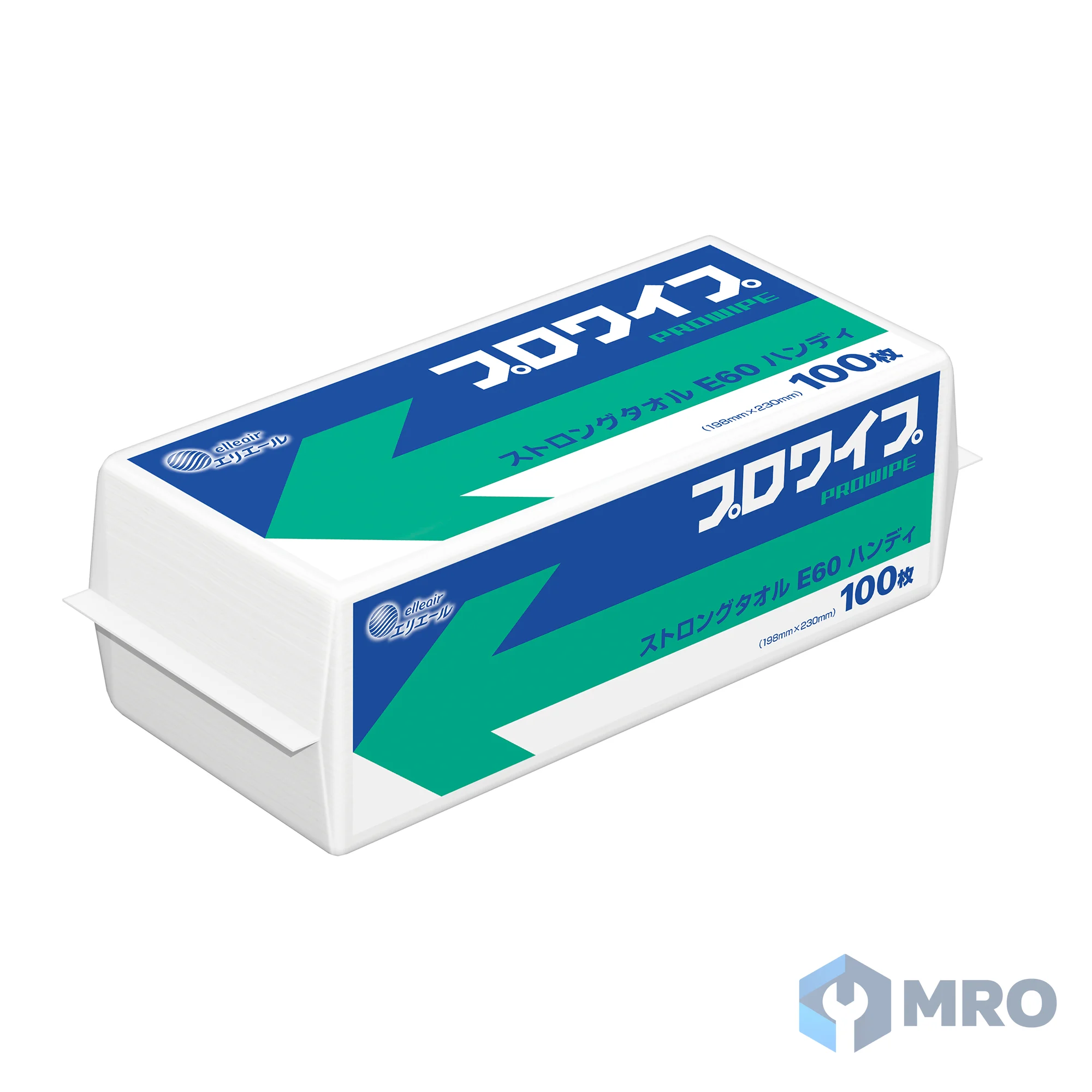 Daio Paper (Elleair) 623237 ผ้าเช็ดงานนอนวูฟเวน Elleair Pro Wipe Strong Towel 623237 พับ 2 (ลัง 16 แพ็ก × 100 แผ่น)