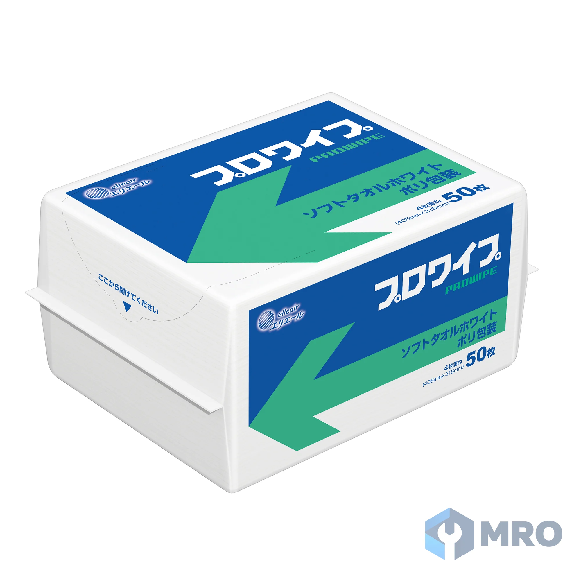 Daio Paper (Elleair) 703145 กระดาษเช็ดงาน Elleair Pro Wipe Soft Towel ขาว 703145 ถุงเปิด-ปิดได้ (ลัง 18 แพ็ก × 50 แผ่น)